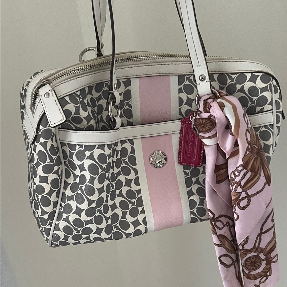 Coach Black and Pink Signature Shoulder Bag
